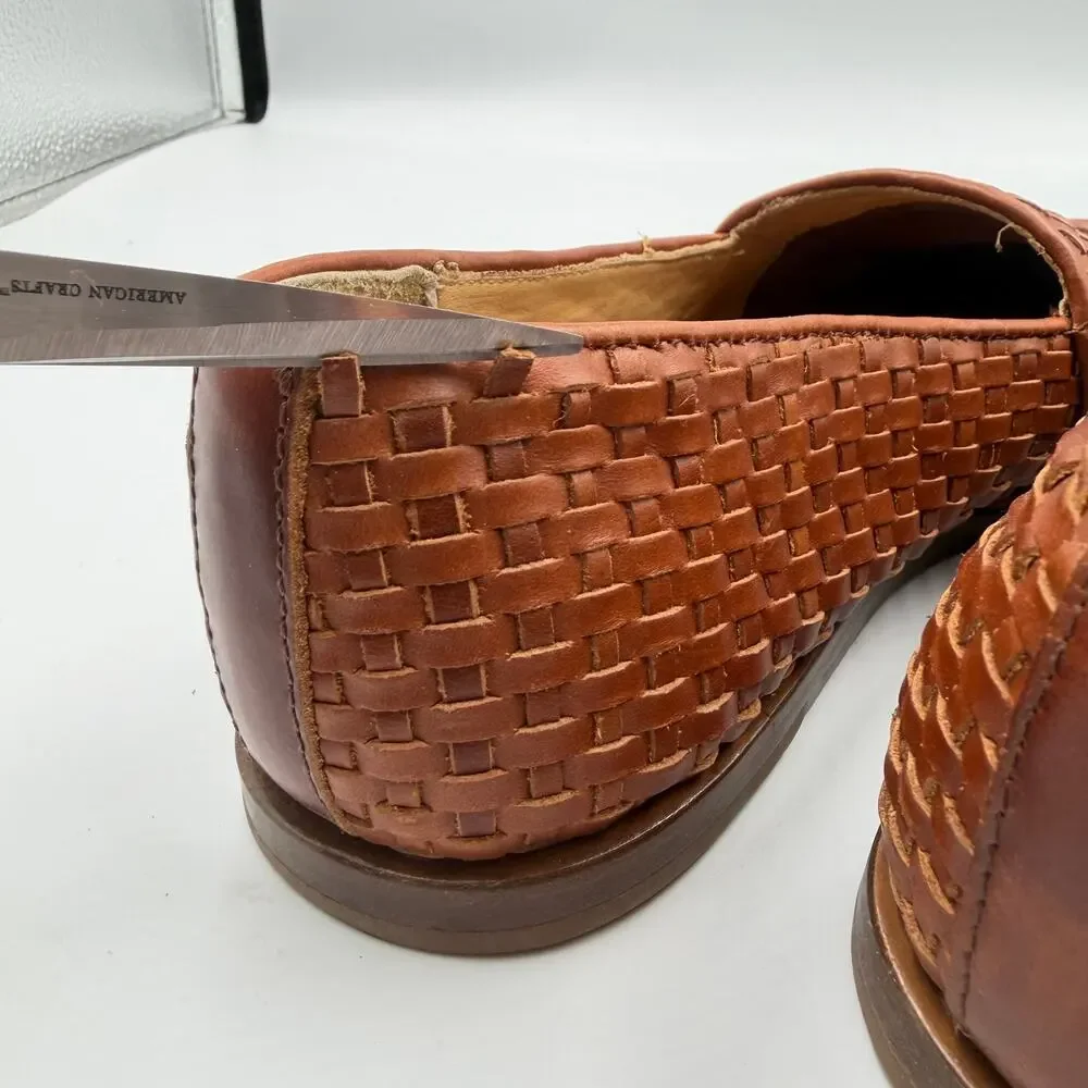 Nisolo Mara Brown Woven Leather Slip-On Casual Comfort Preppy Flat Loafers